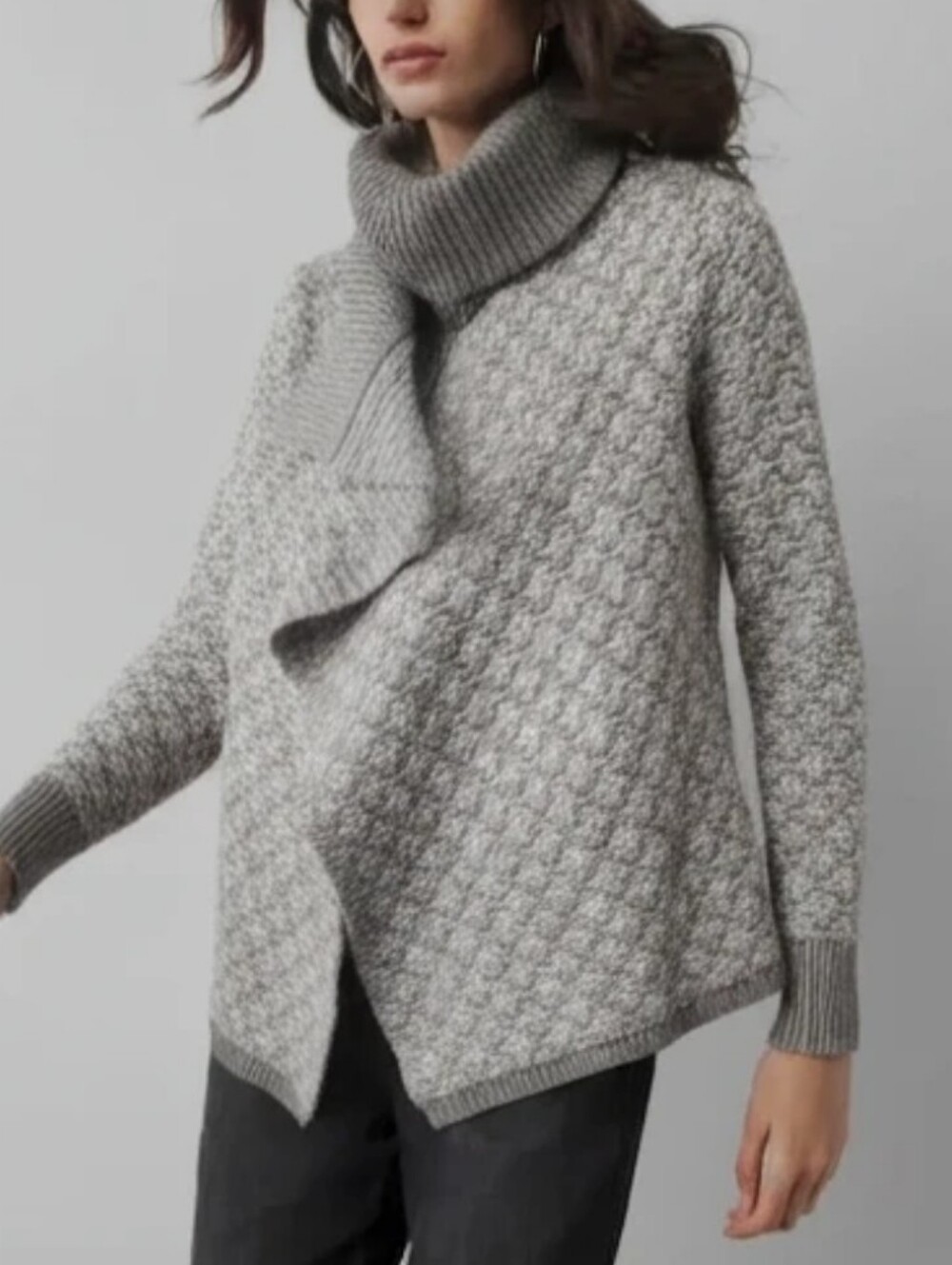LOFT Women's Gray Knit Open Cardigan Sweater